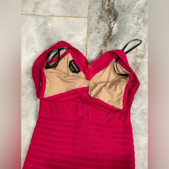 Bebe Pink Ribbed Bodycon Mini Dress - Picture 4 of 6